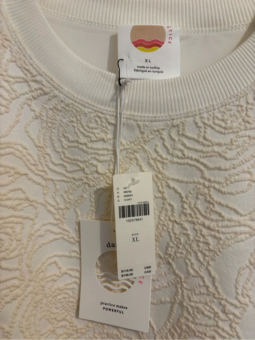 Anthropologie daily practice floral textured ivory bubble top XL nwt